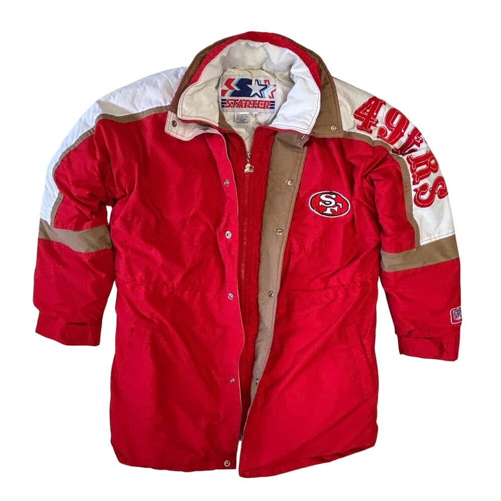 Vintage San Francisco 49ers Starter Jacket Large Red Duck Down Puffer NFL Taiwan